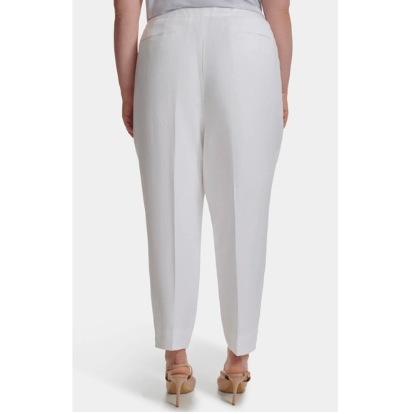 Calvin Klein Linen Tapered Ankle Dress Pants | Women Plus 20W, White NEW $109 - Picture 3 of 15
